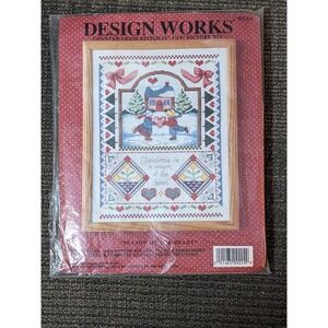 Vtg Design Works Counted Cross Stitch Kit Season Of The Heart Christmas Skating